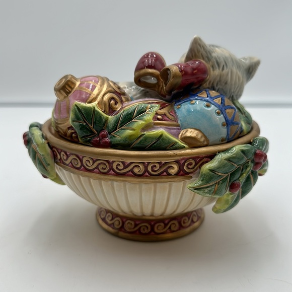 Fitz & Floyd Kristmas Kitty Lidded Box, Essentials, Candy Bowl, Trinkets - Picture 3 of 16